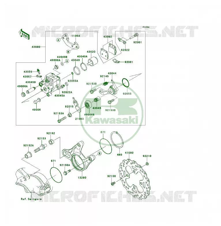 FREIN ARRIERE Kawasaki QUAD 450 2010 KFX450R  KSF450BAF