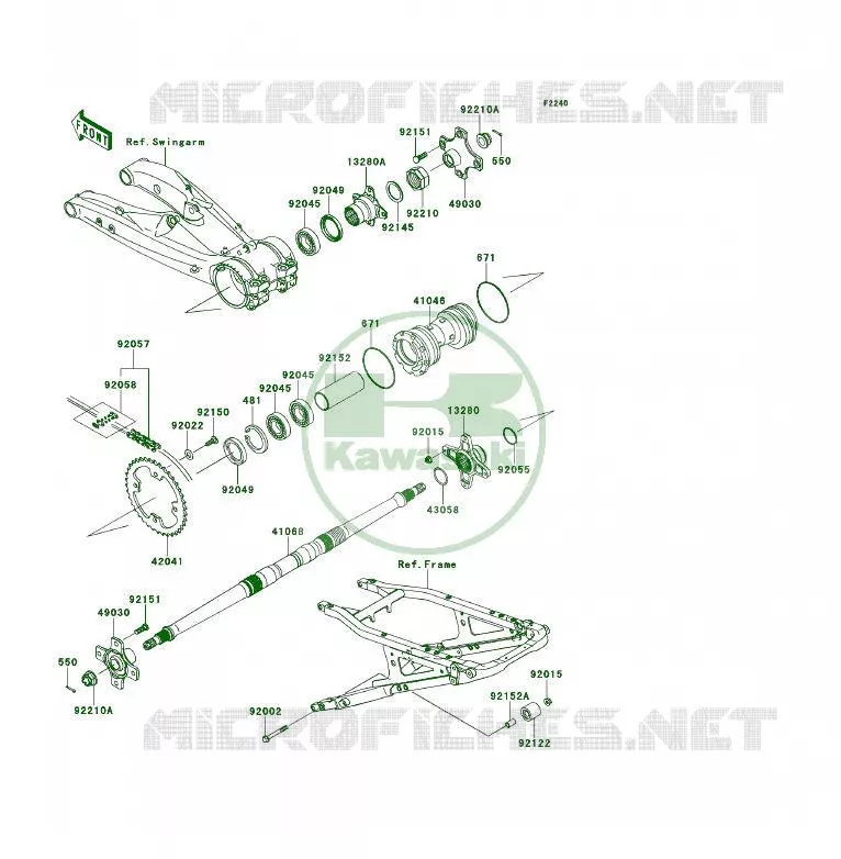 MOYEU ARRIERE Kawasaki QUAD 450 2010 KFX450R  KSF450BAF