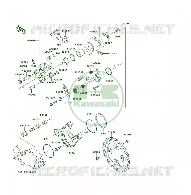 FREIN ARRIERE Kawasaki QUAD 450 2010 KFX450R  KSF450BAF