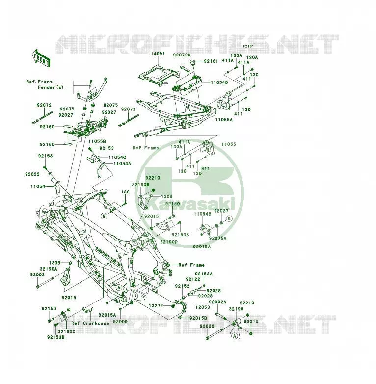 PIECE DE CADRE (COUVERTURE) Kawasaki QUAD 450 2011 KFX450R  KSF450BBF