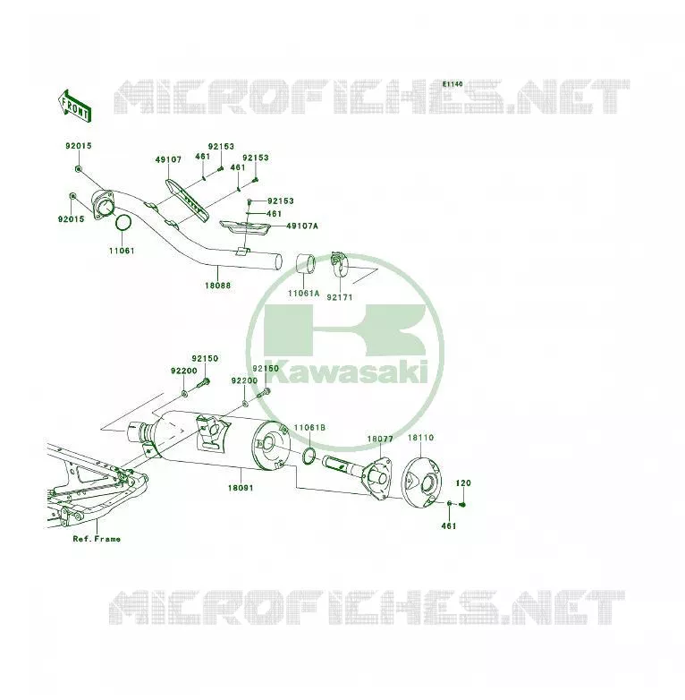 &Eacute;CHAPPEMENT Kawasaki QUAD 450 2012 KFX450R  KSF450BCS