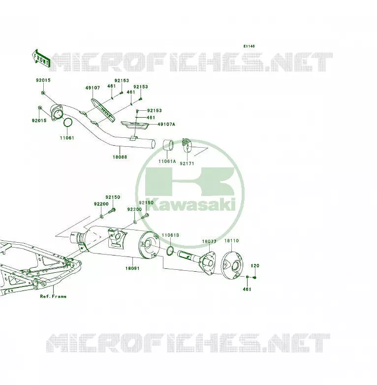 &Eacute;CHAPPEMENT Kawasaki QUAD 450 2014 KFX450R  KSF450BEF