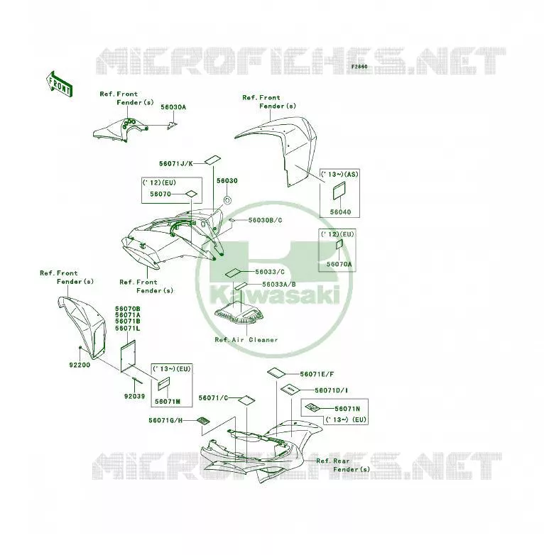 LABEL Kawasaki QUAD 450 2014 KFX450R  KSF450BEF
