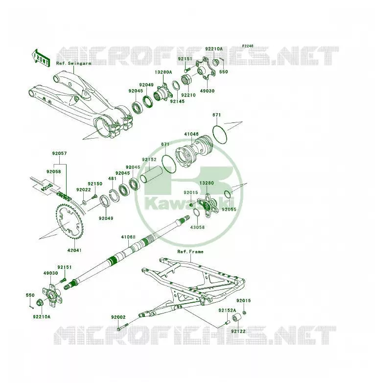 MOYEU ARRIERE Kawasaki QUAD 450 2014 KFX450R  KSF450BEF