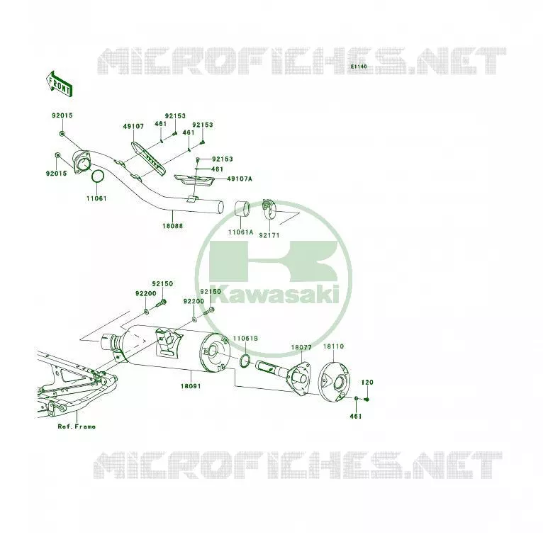 &Eacute;CHAPPEMENT Kawasaki QUAD 450 2014 KFX450R  KSF450BEF