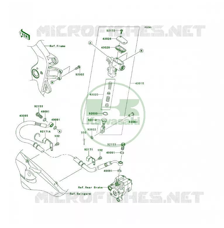 MAITRE CYLINDRE ARRI&Egrave;RE Kawasaki QUAD 450 2014 KFX450R  KSF450BEF