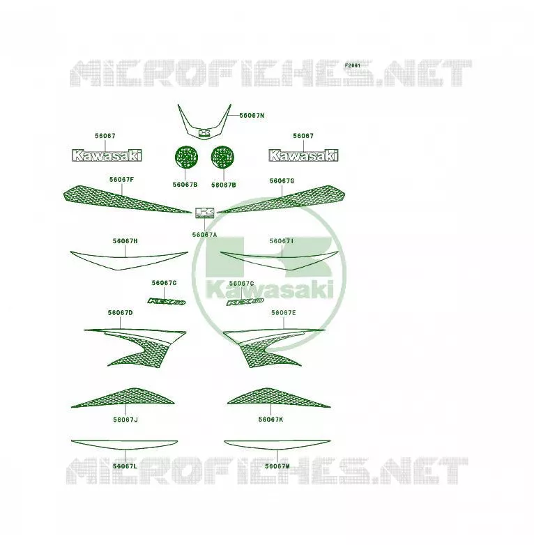 STICKER(GREEN) Kawasaki QUAD 50 2007 KFX50  KSF50B7F