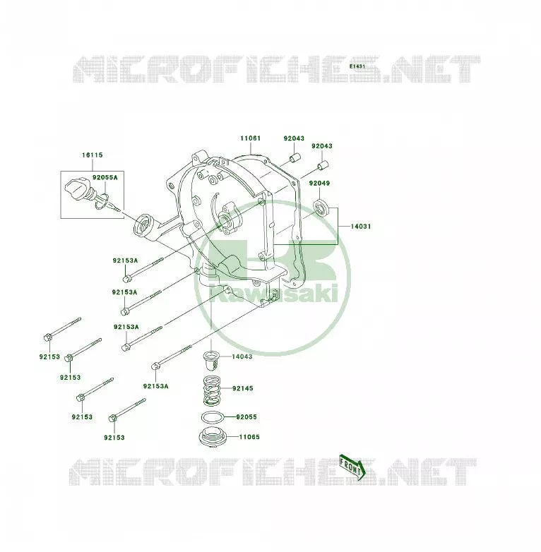 COUVERCLES MOTEUR Kawasaki QUAD 50 2008 KFX50  KSF50B8F