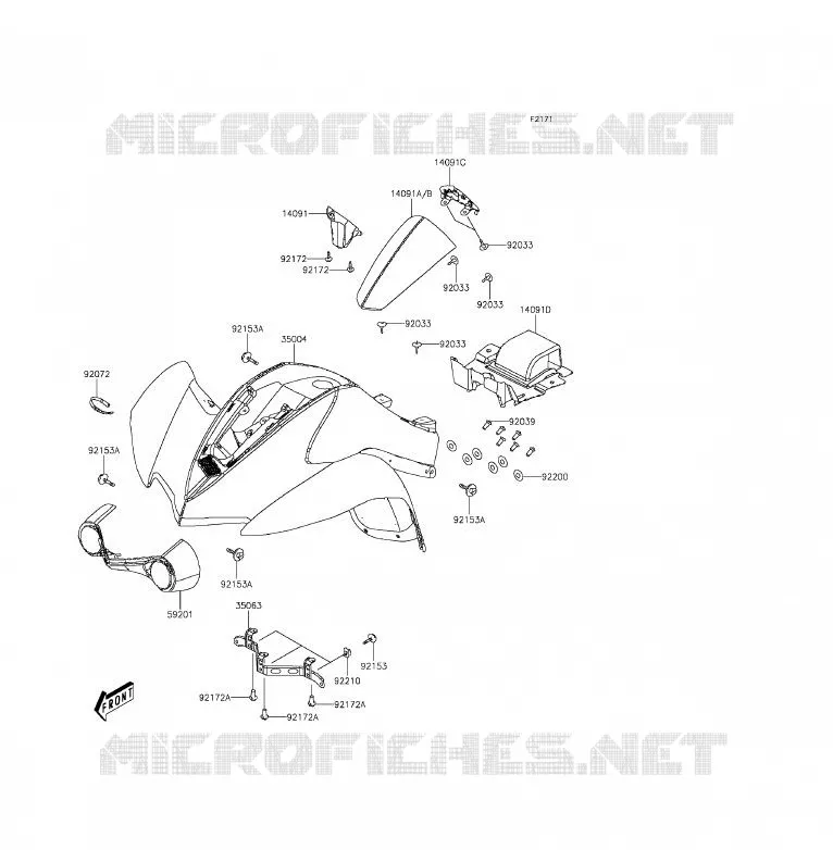 GARDE BOUE AVANT Kawasaki QUAD 90 2014 KFX90  KSF90AEF