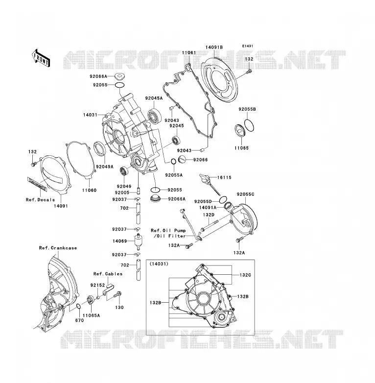 COUVERCLES MOTEUR Kawasaki QUAD 700 2004 KFX700  KSV700-B1