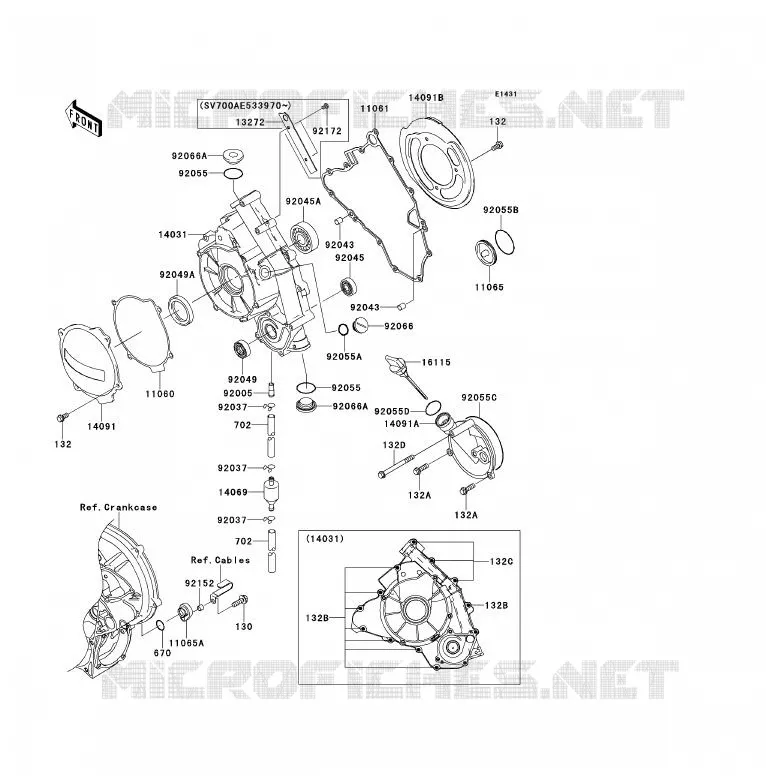 COUVERCLES MOTEUR Kawasaki QUAD 700 2008 KFX700  KSV700B8F