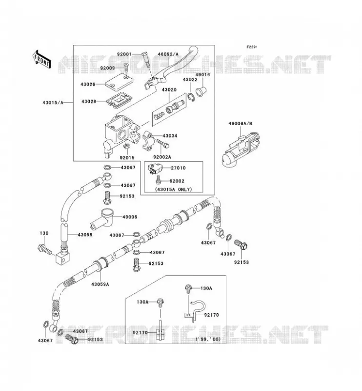 MAITRE CYLINDRE AV Kawasaki QUAD 300 2002 KVF300  KVF300-B4