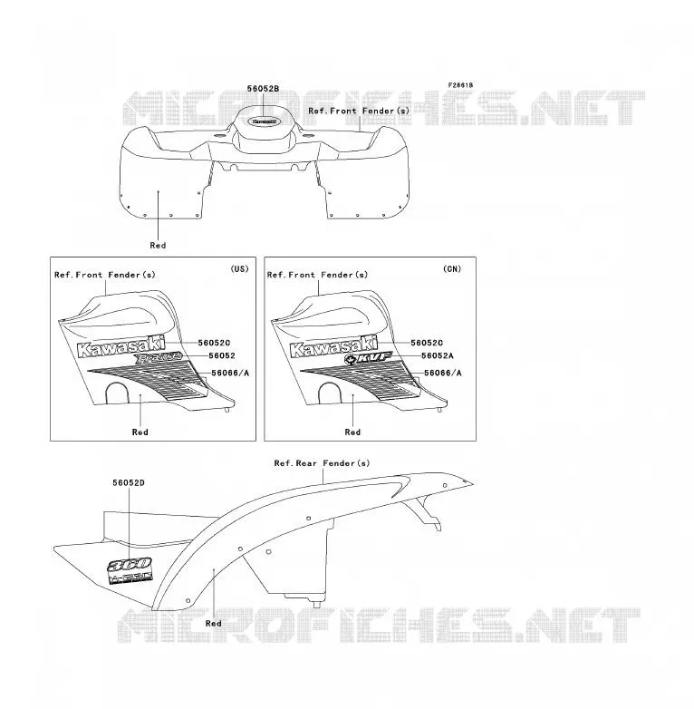 STICKER(RED) Kawasaki QUAD 360 2004 KVF360 4X4  KVF360-A2