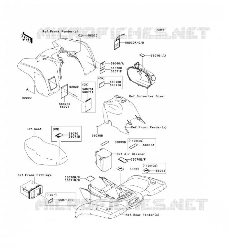 LABEL Kawasaki QUAD 360 2009 KVF360 4X4  KVF360A9F