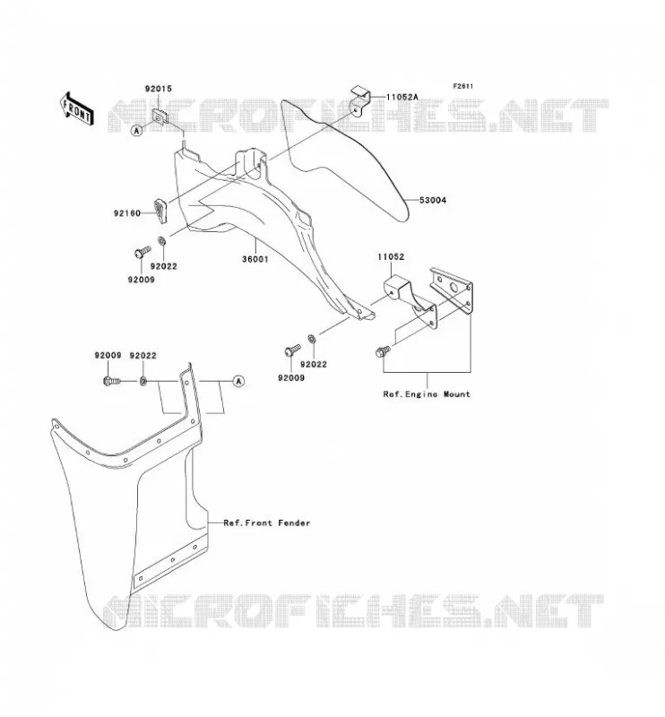 CACHE LAT&Eacute;RAL Kawasaki QUAD 360 2004 KVF360  KVF360-B2