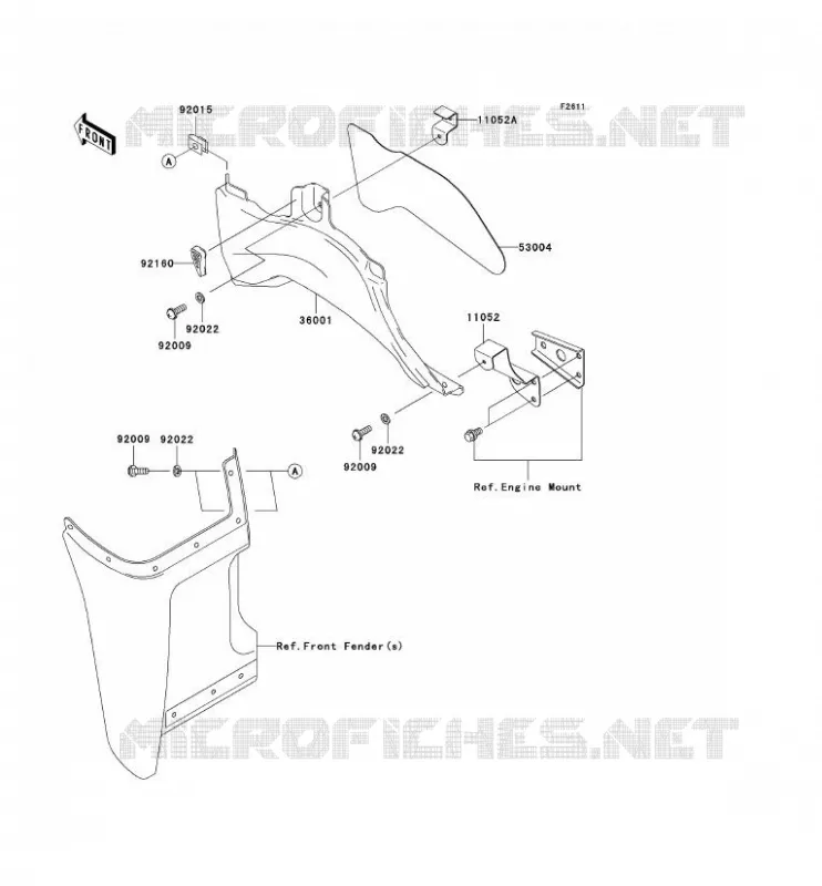 CACHE LAT&Eacute;RAL Kawasaki QUAD 360 2007 KVF360  KVF360B7F