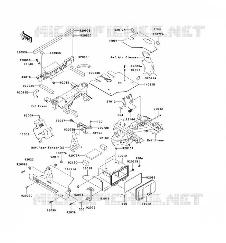 PIECE DE CADRE (COUVERTURE) Kawasaki QUAD 360 2007 KVF360  KVF360B7F