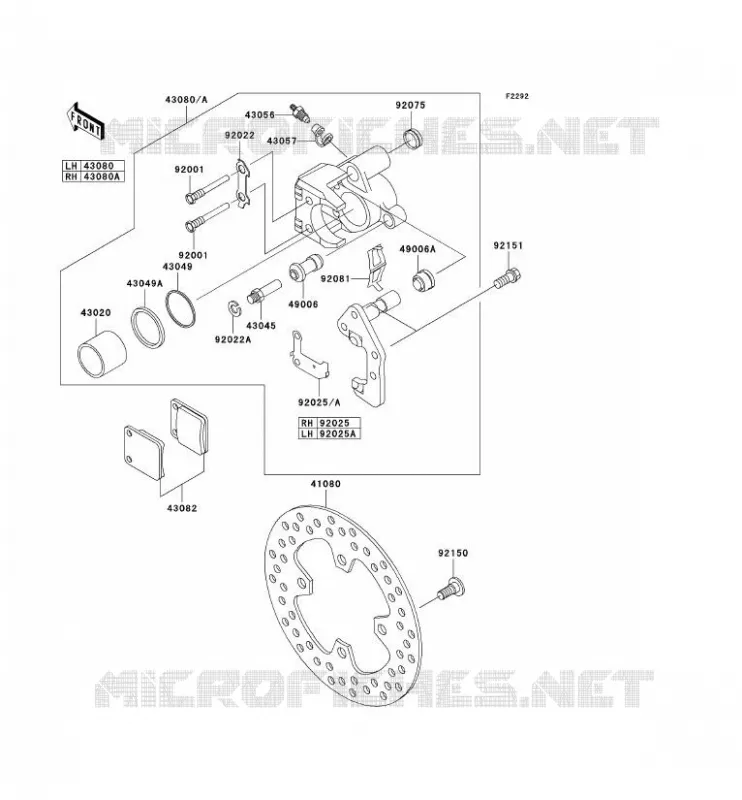 FREIN AVANT Kawasaki QUAD 360 2008 KVF360  KVF360B8F