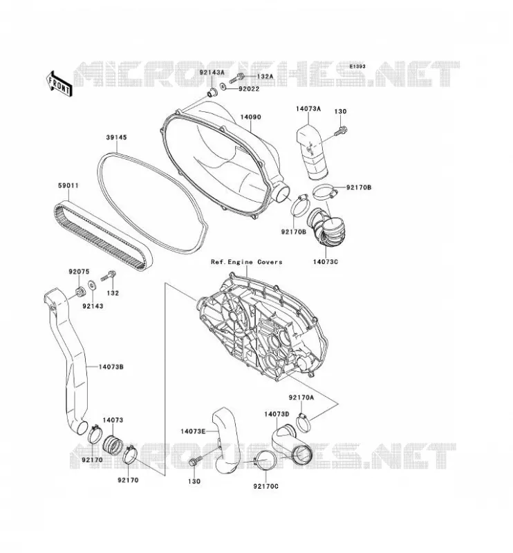 COUVERCLE CONVERTISSEUR/COURROIE Kawasaki QUAD 400 1998 KVF400  KVF400-B1