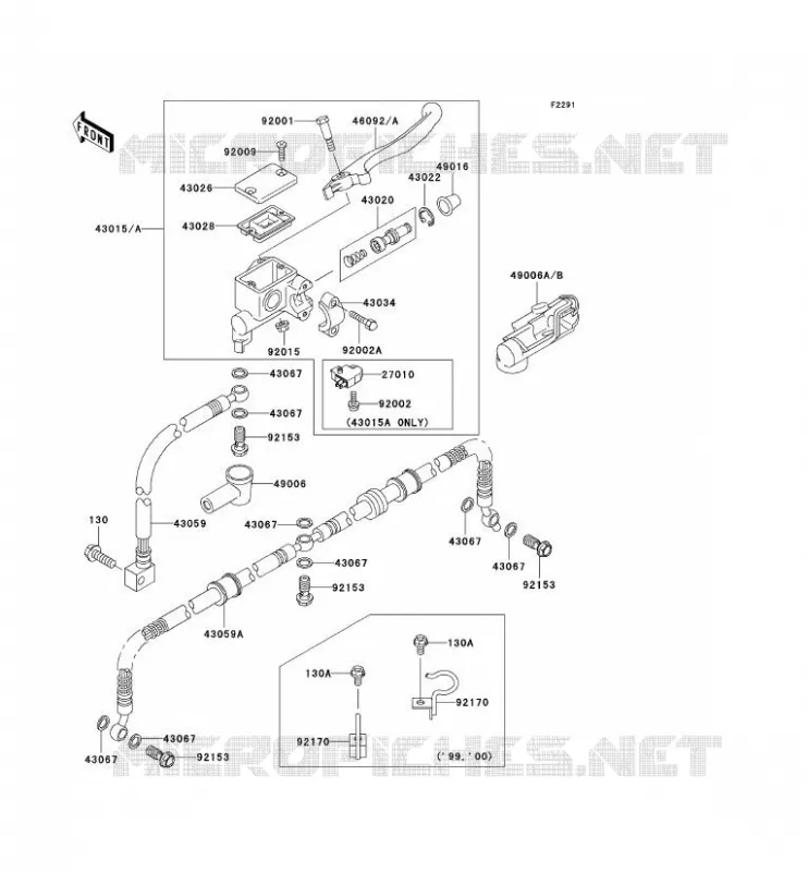 MAITRE CYLINDRE AV Kawasaki QUAD 400 1999 KVF400 4X4  KVF400-C1