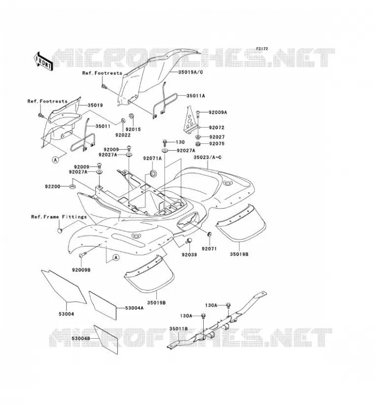 GARDE BOUE ARRI&Egrave;RE Kawasaki QUAD 400 2000 KVF400  KVF400-D2