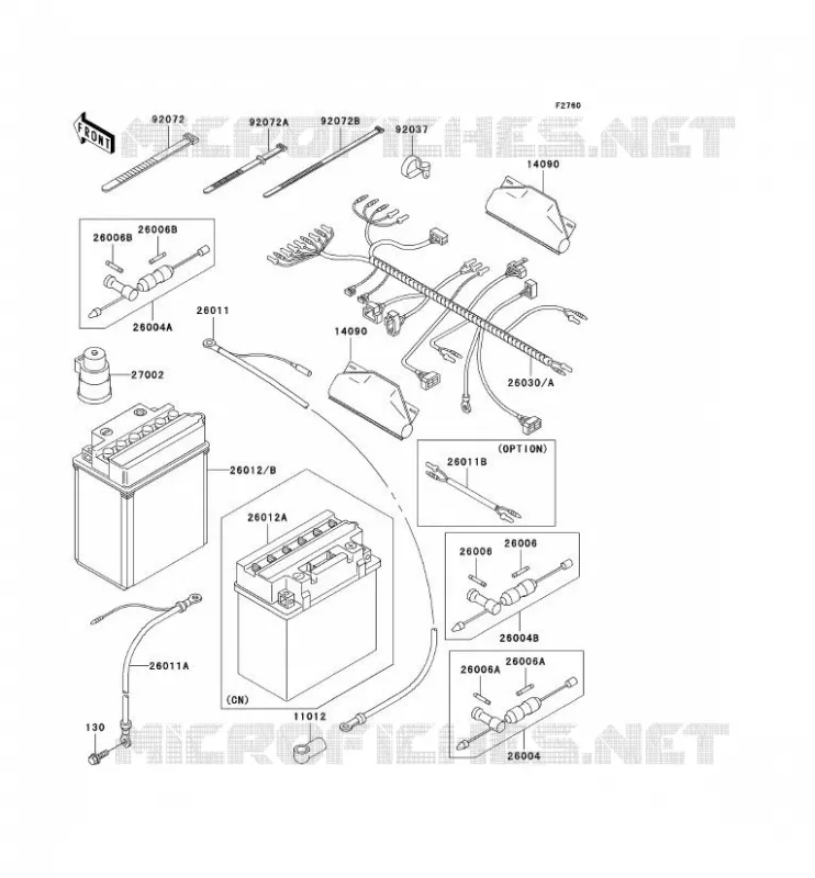 CHASSIS EQUIPMENT ELECTRIQUE Kawasaki QUAD 400 2000 KVF400  KVF400-D2