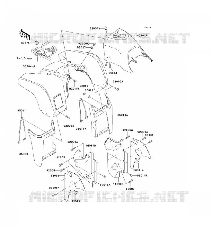 GARDE BOUE AVANT Kawasaki QUAD 400 2000 KVF400  KVF400-D2