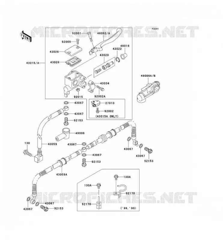 MAITRE CYLINDRE AV Kawasaki QUAD 400 2001 KVF400  KVF400-D3