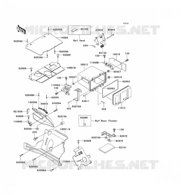 PIECE DE CADRE (COUVERTURE) Kawasaki QUAD 400 2001 KVF400  KVF400-D3