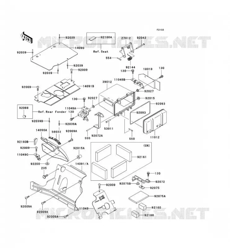 SUPPORT BATTERIE Kawasaki QUAD 400 2002 KVF400  KVF400-D4