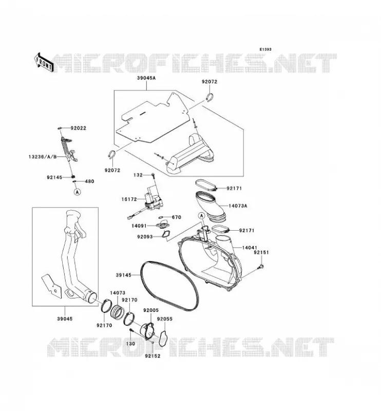 COUVERCLE CONVERTISSEUR/COURROIE Kawasaki QUAD 650 2002 KVF650  KVF650-A1