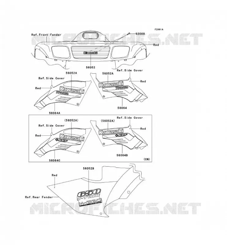STICKER(RED) Kawasaki QUAD 650 2002 KVF650  KVF650-A1