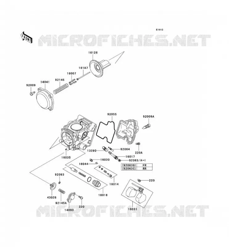 PI&Egrave;CES DE CARBURATEUR Kawasaki QUAD 650 2003 KVF650 4X4  KVF650-A2