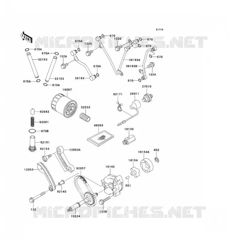 POMPE A HUILE/FILTRE &Agrave; HUILE Kawasaki QUAD 650 2003 KVF650 4X4  KVF650-A2