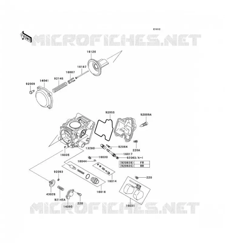 PI&Egrave;CES DE CARBURATEUR Kawasaki QUAD 650 2005 KVF650 4X4  KVF650-D1