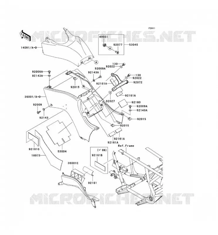 CACHE LAT&Eacute;RAL Kawasaki QUAD 650 2006 KVF650 4X4  KVF650D6F