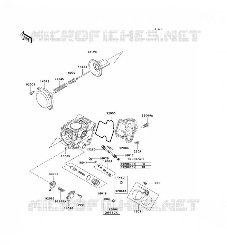 PI&Egrave;CES DE CARBURATEUR Kawasaki QUAD 650 2006 KVF650 4X4  KVF650D6F