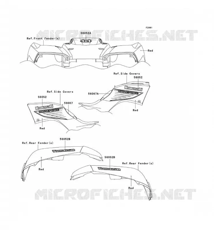 STICKER(RED) Kawasaki QUAD 650 2006 KVF650 4X4  KVF650D6F