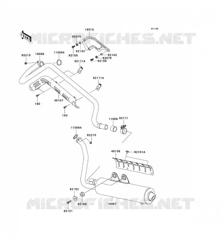 &Eacute;CHAPPEMENT Kawasaki QUAD 650 2007 KVF650 4X4  KVF650D7F