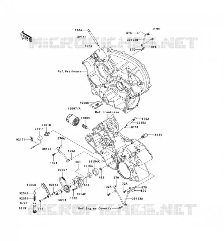 POMPE A HUILE/FILTRE &Agrave; HUILE Kawasaki QUAD 650 2007 KVF650 4X4  KVF650D7F