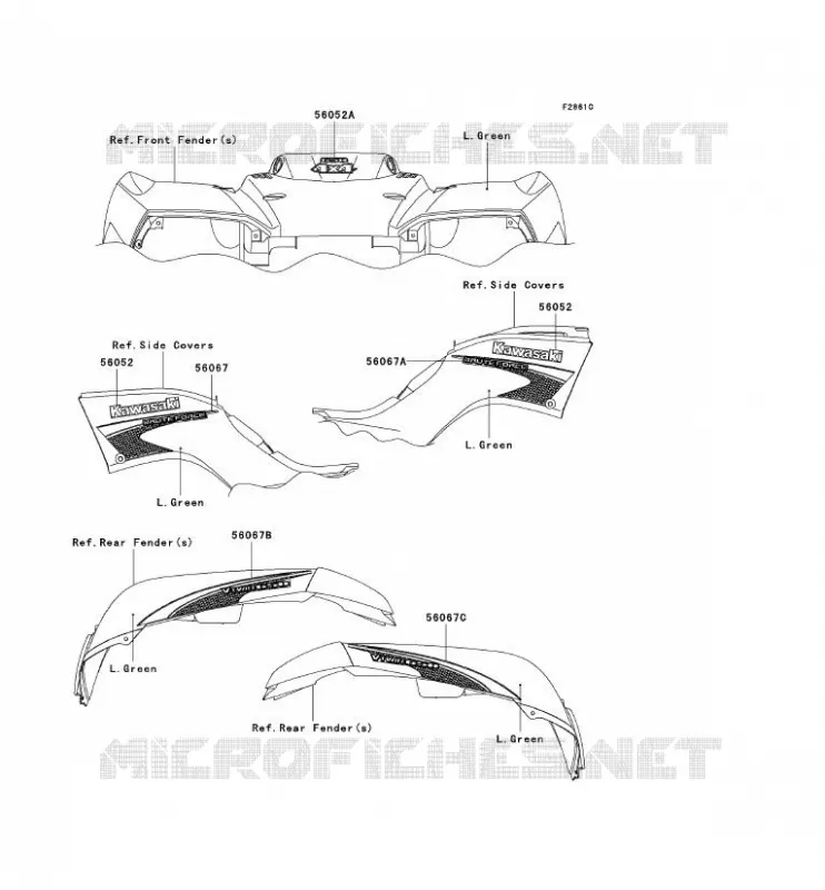 STICKER(L.GREEN) Kawasaki QUAD 650 2007 KVF650 4X4  KVF650D7F