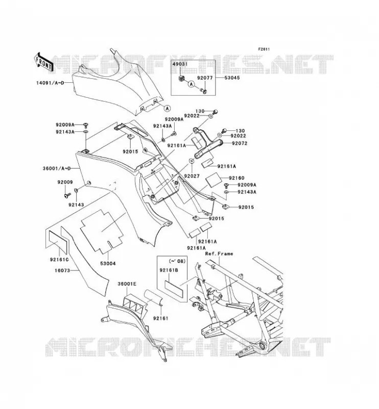 CACHE LAT&Eacute;RAL Kawasaki QUAD 650 2008 KVF650 4X4  KVF650D8F