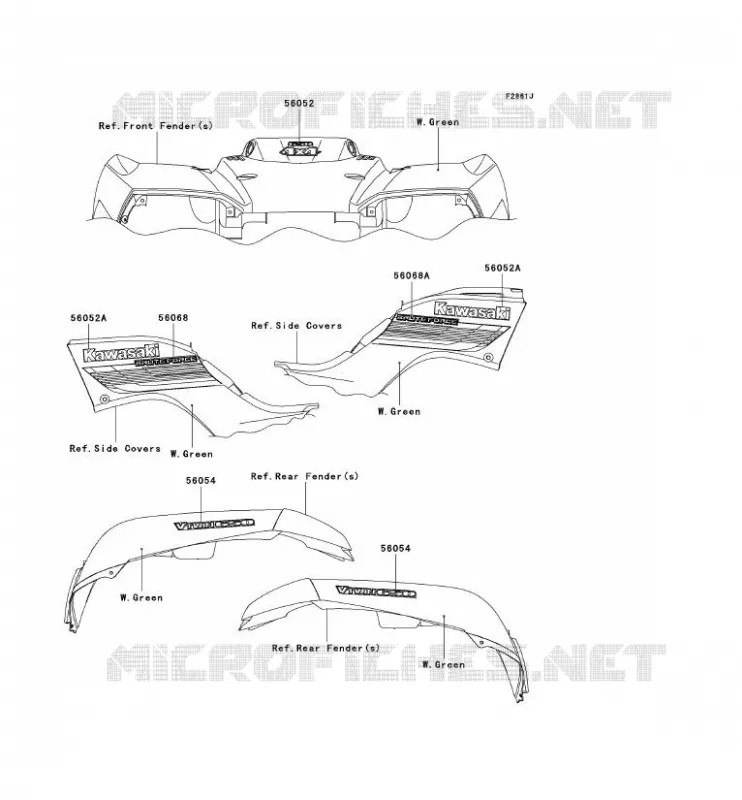 STICKER(W.GREEN) Kawasaki QUAD 650 2008 KVF650 4X4  KVF650D8F