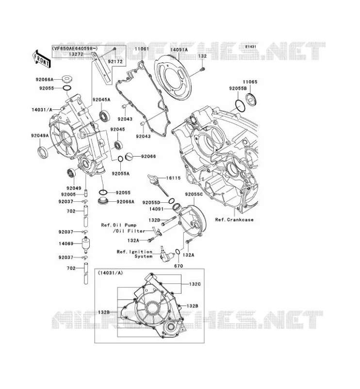 COUVERCLES MOTEUR Kawasaki QUAD 650 2009 KVF650 4X4  KVF650D9F