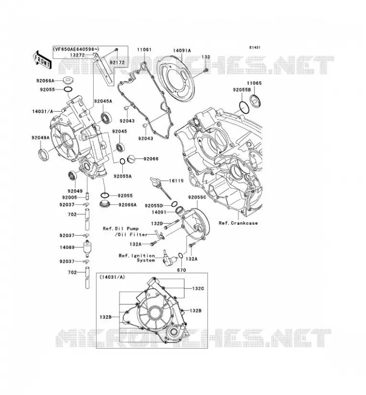 COUVERCLES MOTEUR Kawasaki QUAD 650 2009 KVF650 4X4  KVF650D9F