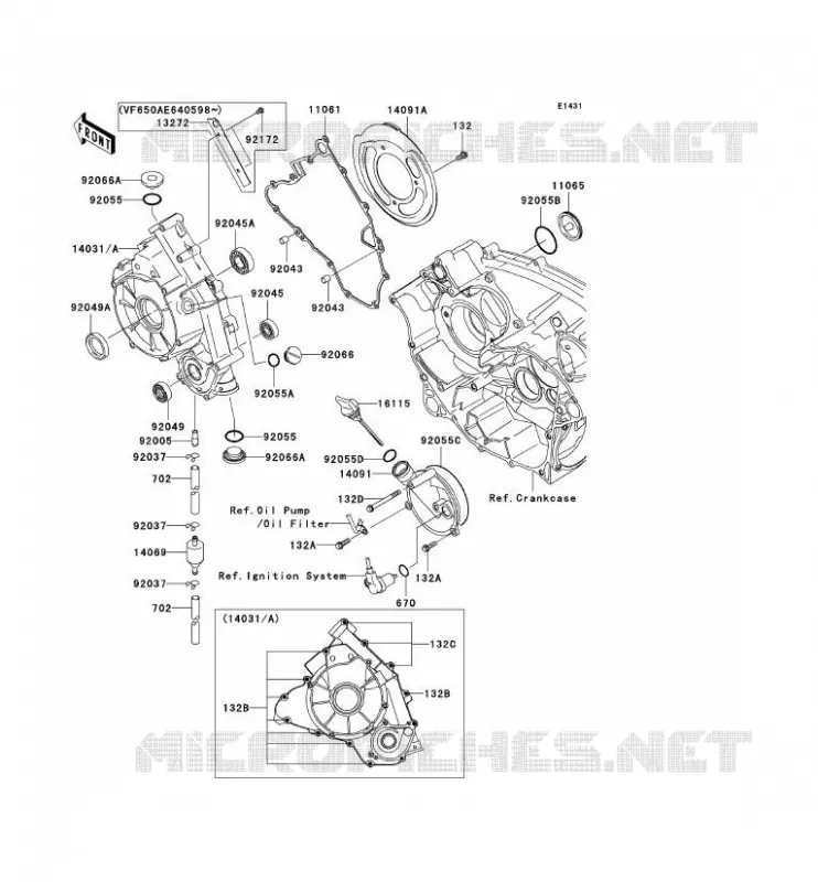 COUVERCLES MOTEUR Kawasaki QUAD 650 2009 KVF650 4X4  KVF650D9F