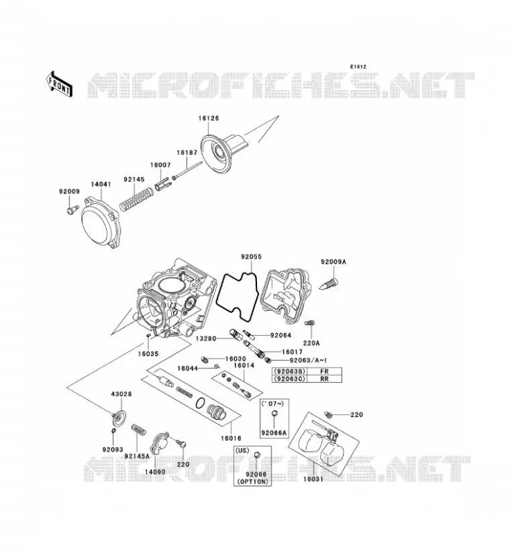 PI&Egrave;CES DE CARBURATEUR Kawasaki QUAD 650 2009 KVF650 4X4  KVF650D9F