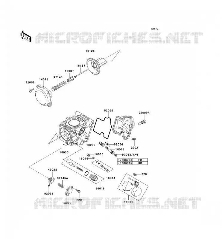 PI&Egrave;CES DE CARBURATEUR Kawasaki QUAD 650 2010 KVF650 4X4  KVF650DAF
