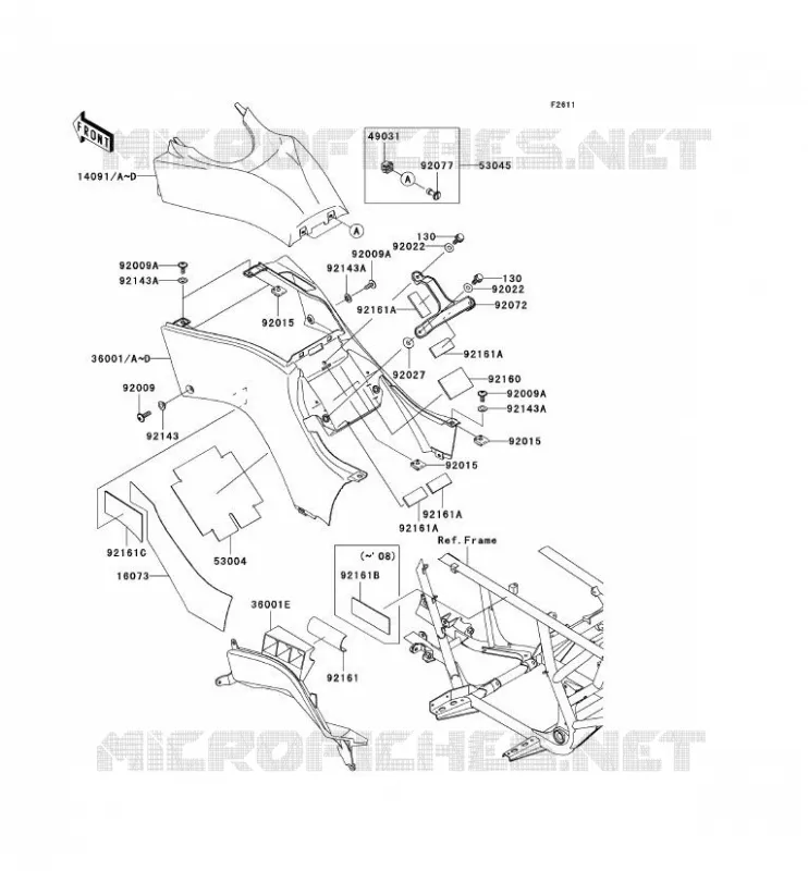 CACHE LAT&Eacute;RAL Kawasaki QUAD 650 2010 KVF650 4X4  KVF650DAF
