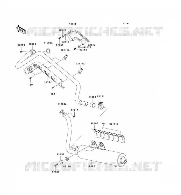 &Eacute;CHAPPEMENT Kawasaki QUAD 650 2010 KVF650 4X4  KVF650DAF